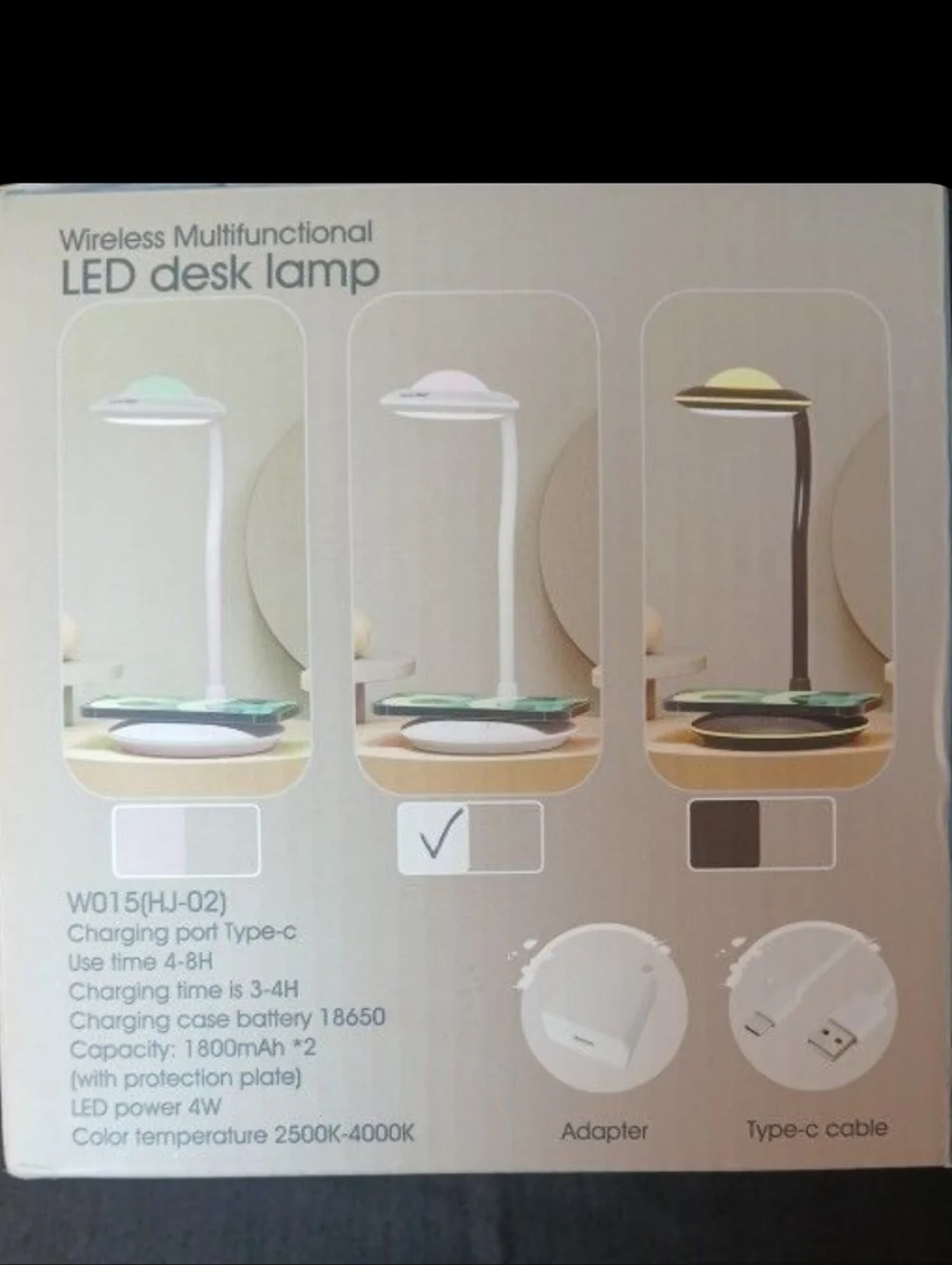 HONGJIRUI Wireless Multifunctional LED Desk Lamp - White